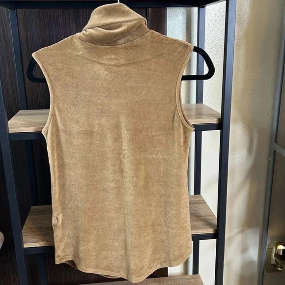 Majestic Paris for Neiman Marcus Velour Sleeveless Turtleneck Tee - Picture 2 of 5